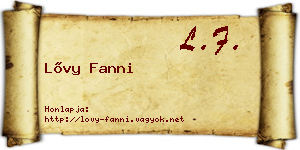 Lővy Fanni névjegykártya